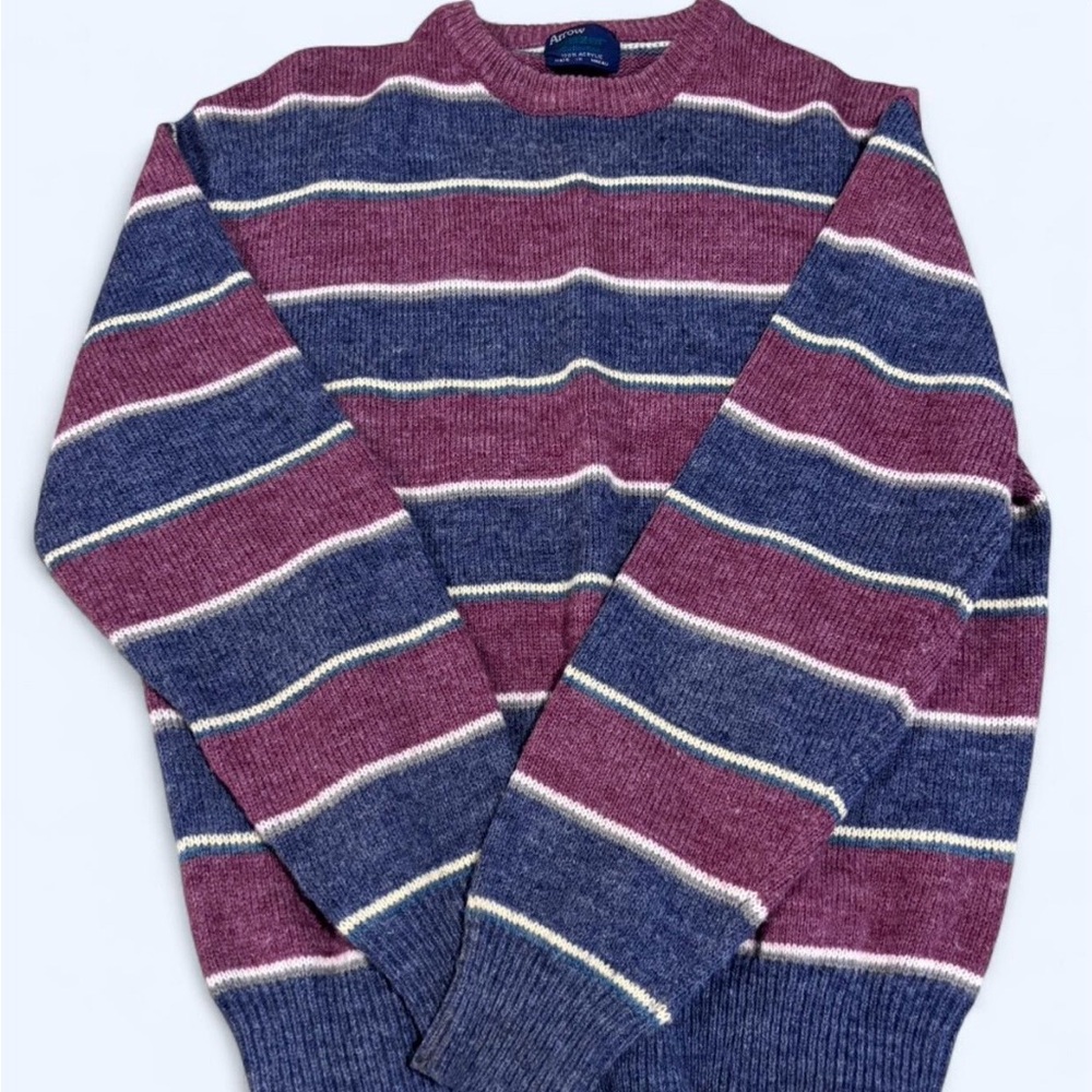 Arrow Maroon and Blue Striped Sweater